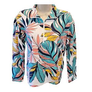 Cozy Crush Half Zip Pullover Tropical colorful oversized slub PETITE PL (?) Fun